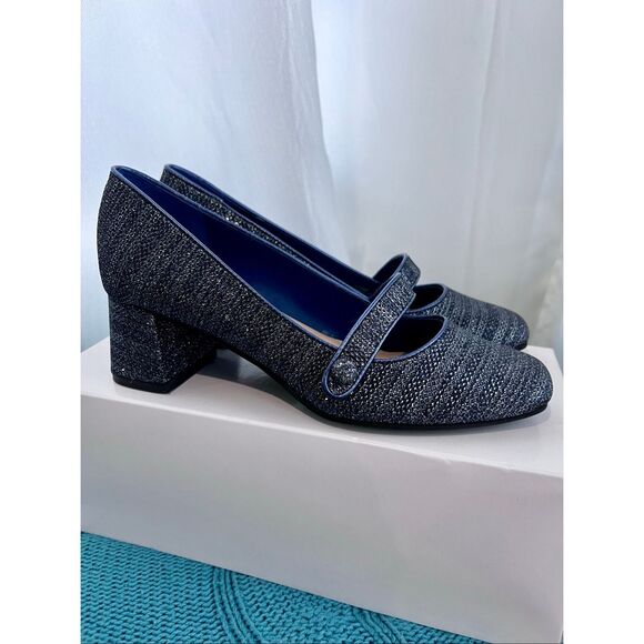 Isaac Mizrahi Navy Metallic Mary Jane 6M - Picture 2 of 9